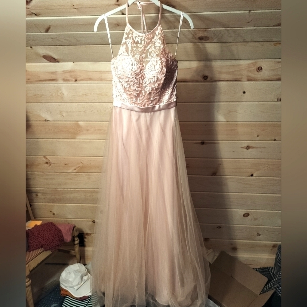 Morilee Bridesmaids light pink high neck dress size 4